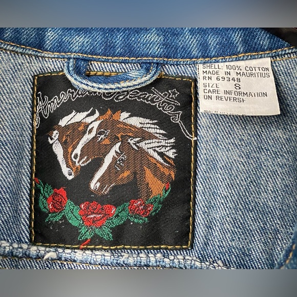 VTG 90’s American Beauties Denim Jean Clenched Waist Long Jacket Women’s Small - Picture 4 of 10